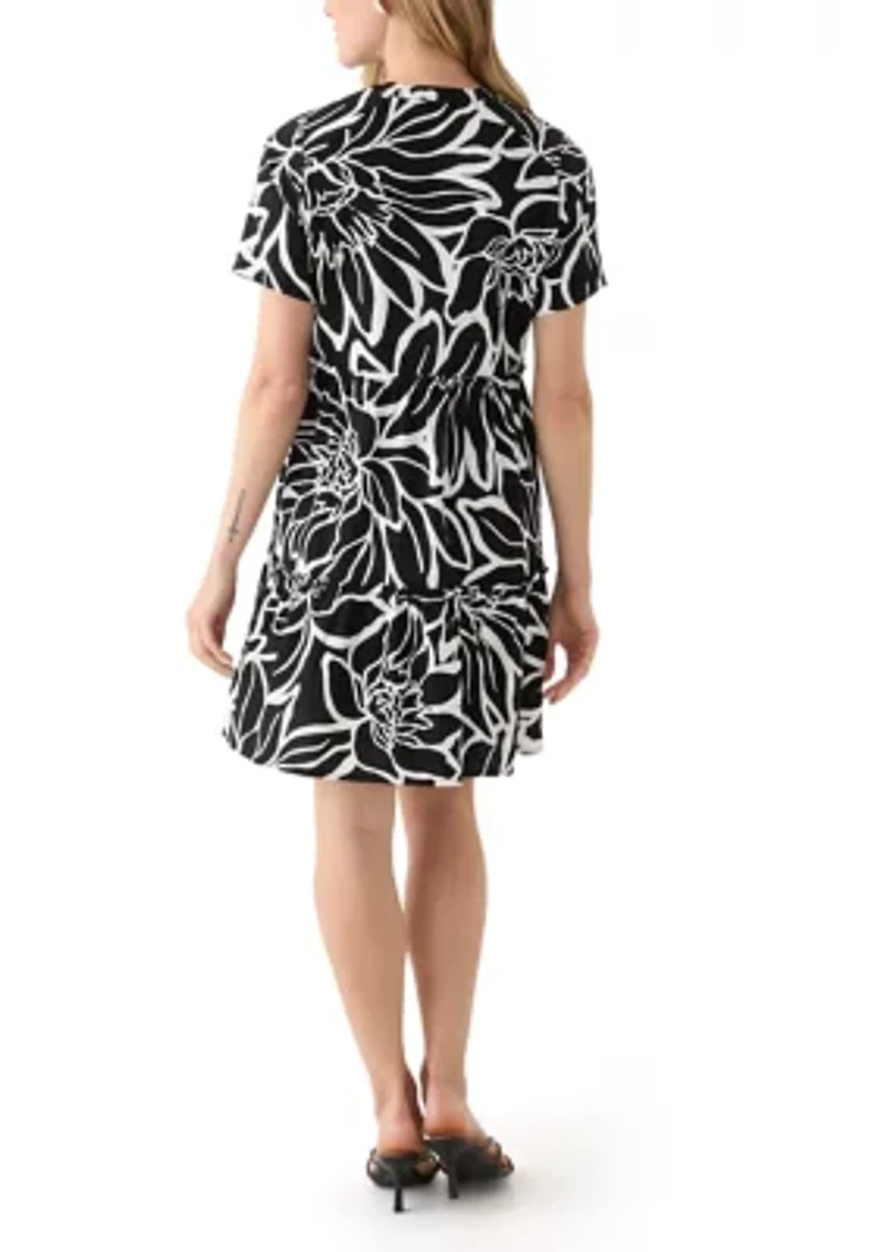 Petite Short Sleeve Printed Dress