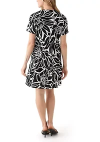 Petite Short Sleeve Printed Dress