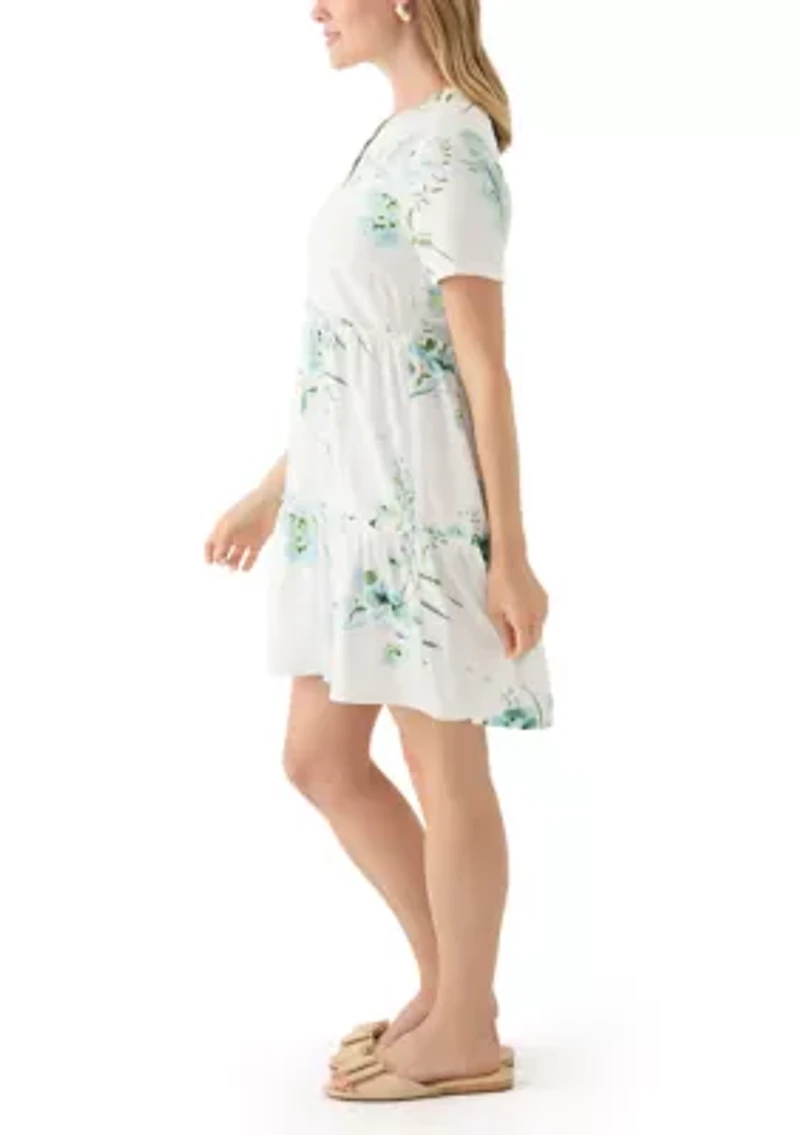 Petite Short Sleeve Printed Dress