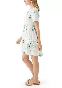 Petite Short Sleeve Printed Dress