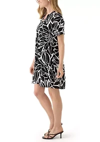 Petite Short Sleeve Printed Dress