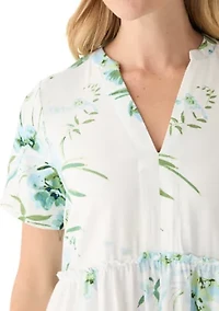 Petite Short Sleeve Printed Dress