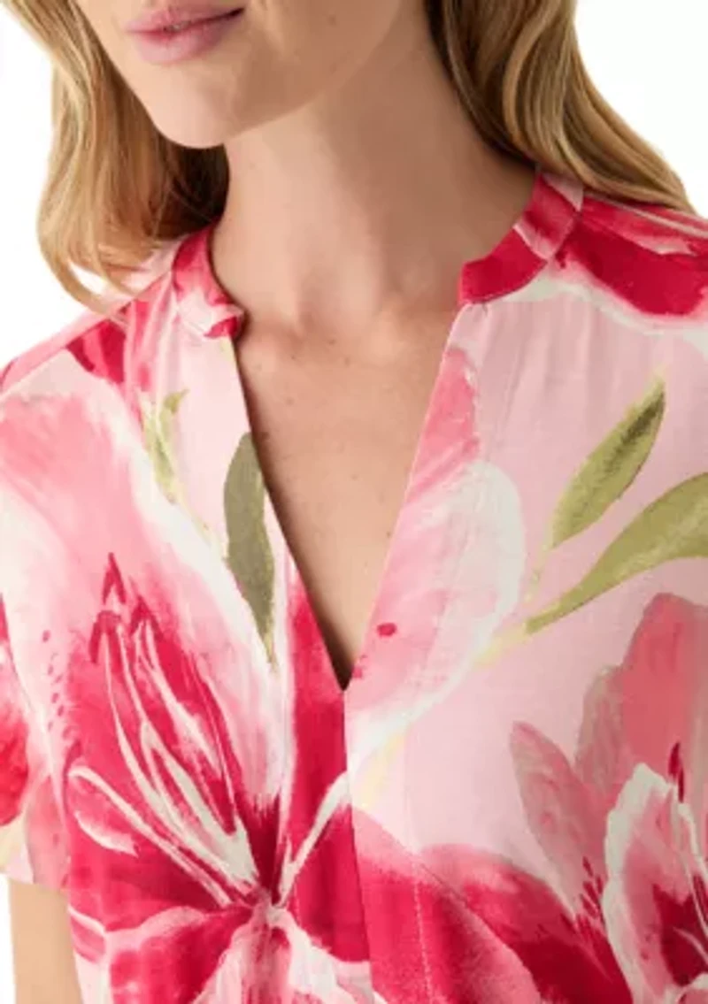 Petite Short Sleeve Printed Dress