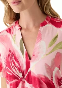 Petite Short Sleeve Printed Dress