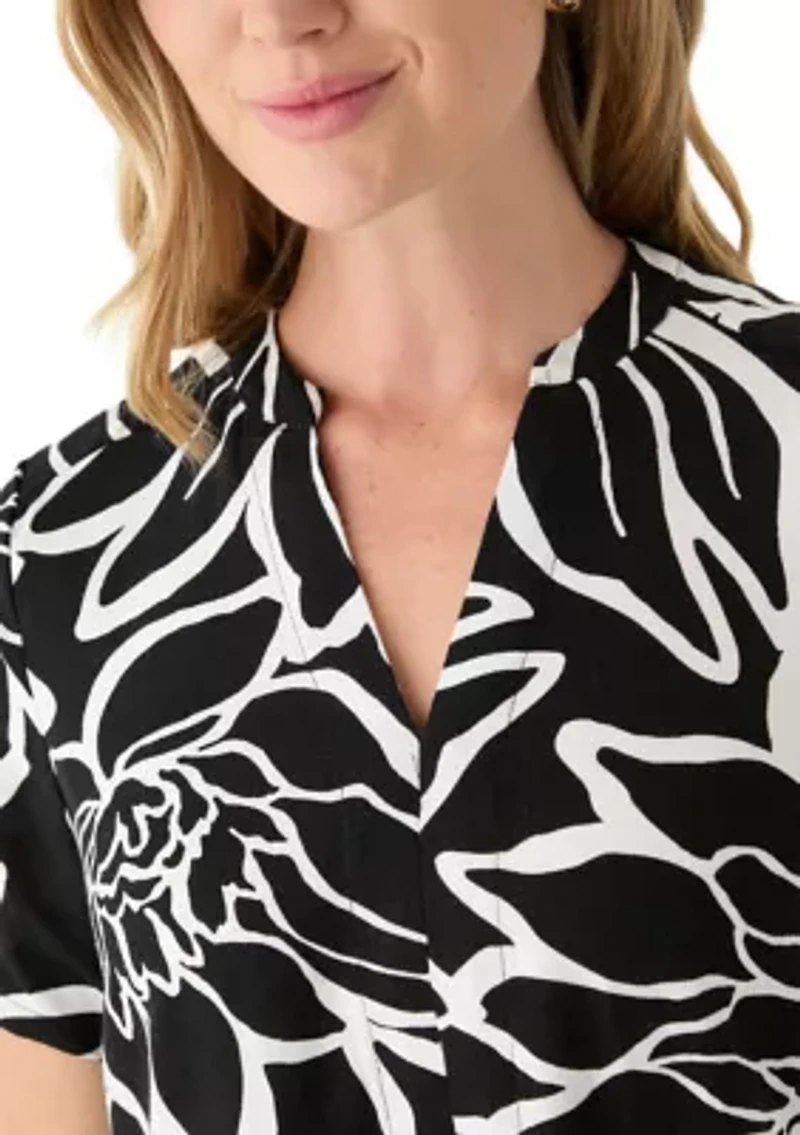 Petite Short Sleeve Printed Dress