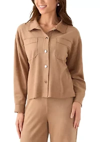 Petite Faux Suede Shirt Jacket