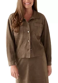 Petite Faux Suede Shirt Jacket