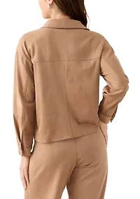 Petite Faux Suede Shirt Jacket