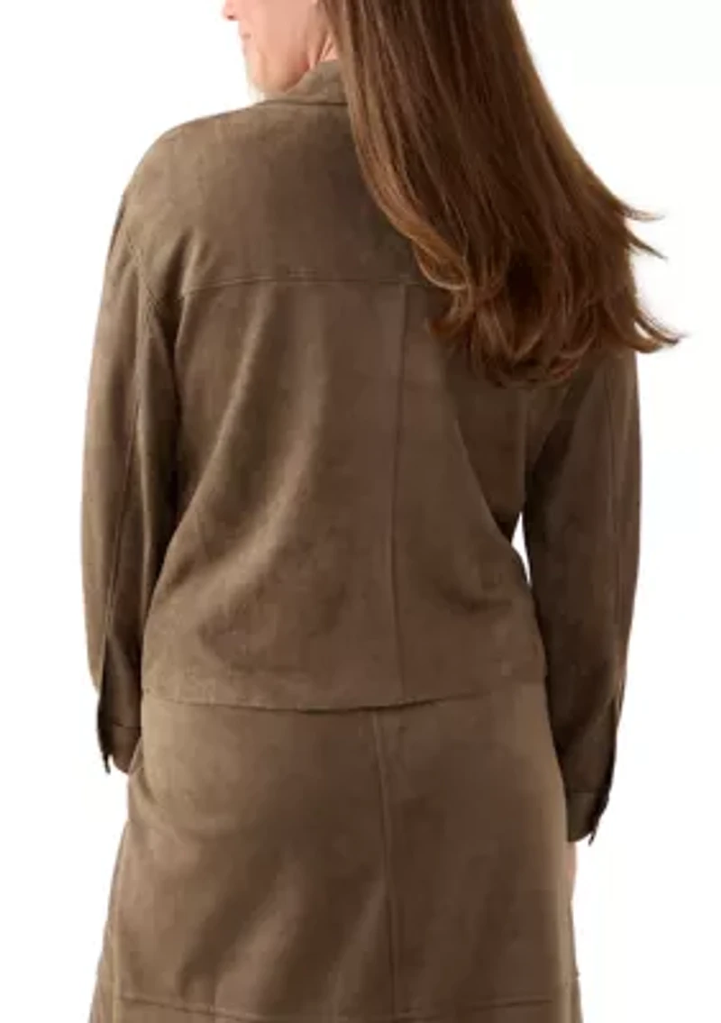 Petite Faux Suede Shirt Jacket