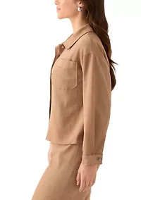 Petite Faux Suede Shirt Jacket