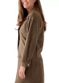 Petite Faux Suede Shirt Jacket
