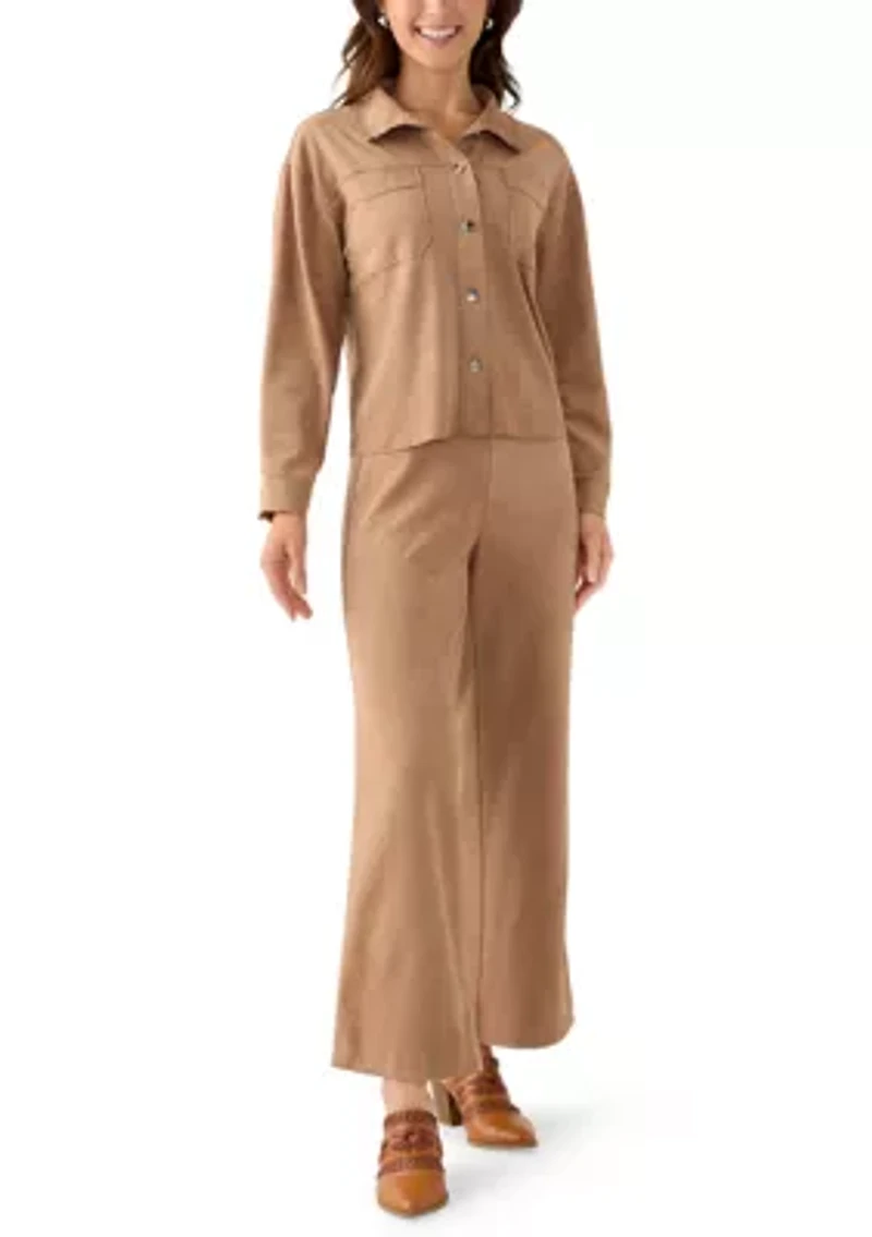 Petite Faux Suede Shirt Jacket