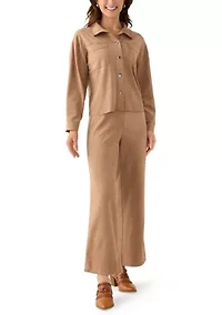 Petite Faux Suede Shirt Jacket