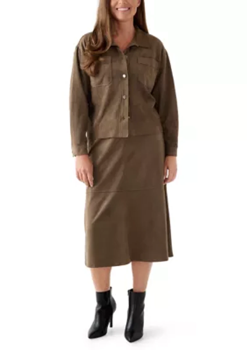 Petite Faux Suede Shirt Jacket