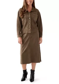 Petite Faux Suede Shirt Jacket