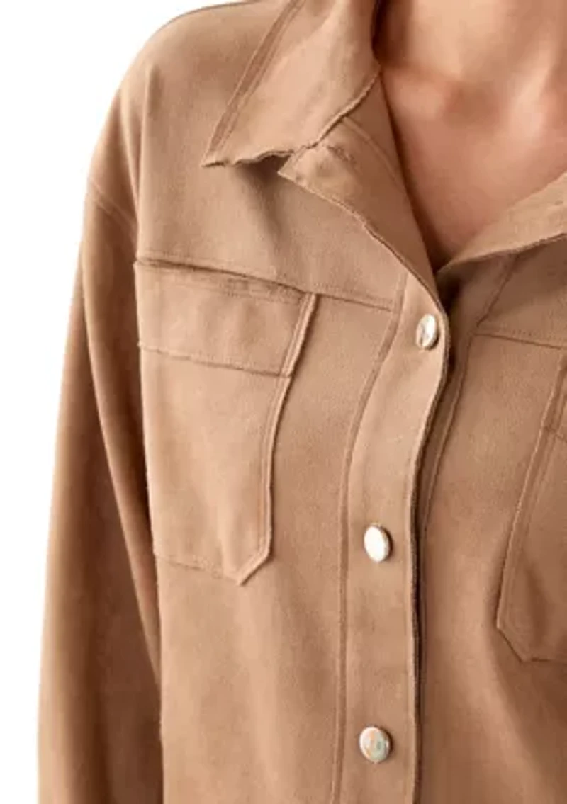 Petite Faux Suede Shirt Jacket