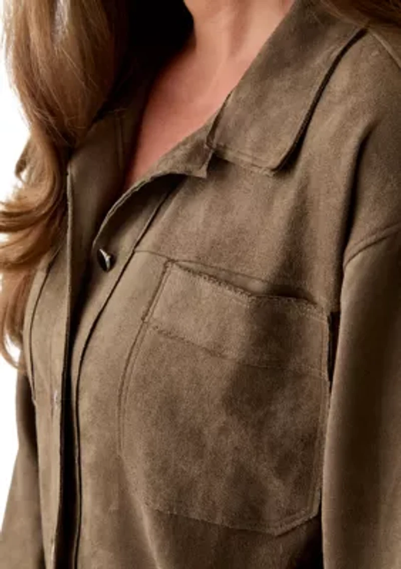 Petite Faux Suede Shirt Jacket