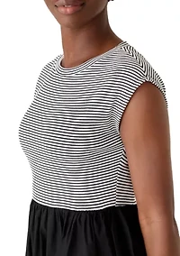 Petite Short Sleeve Two for Dress Striped Top