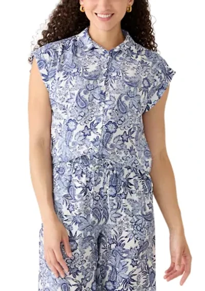 Petite Short Sleeve Seville Print BF Campshirt