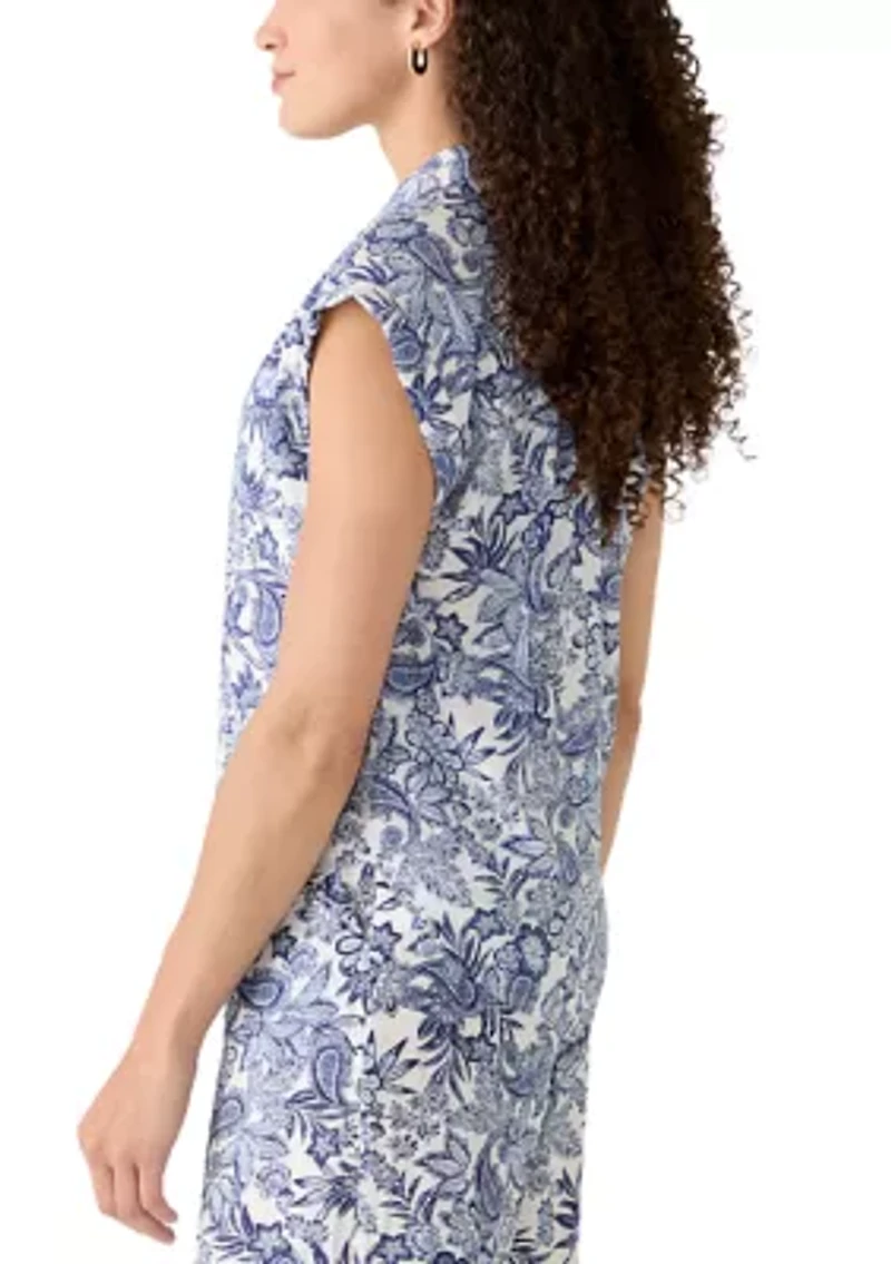 Petite Short Sleeve Seville Print BF Campshirt