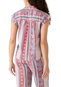 Petite Short Sleeve Seville Printed Camp Shirt