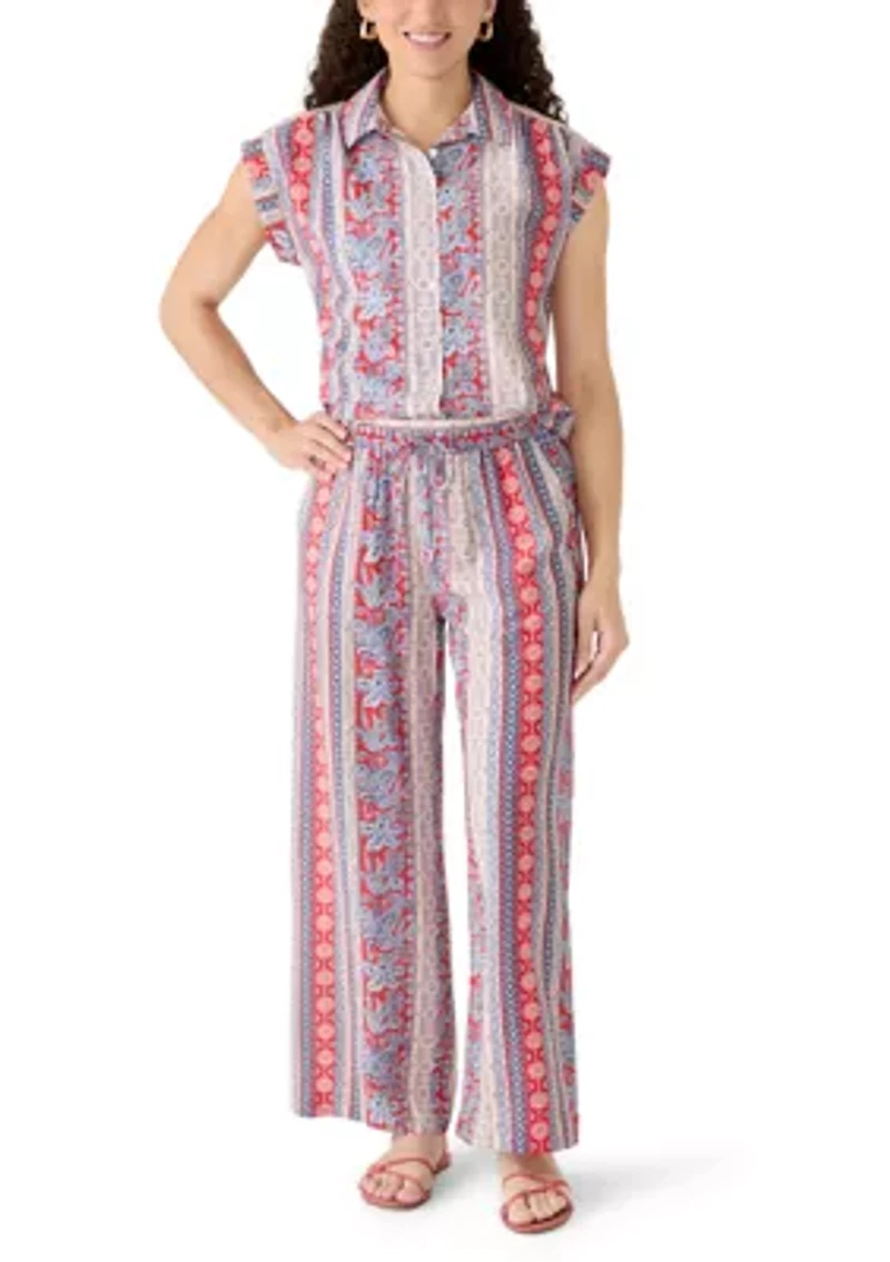 Petite Short Sleeve Seville Printed Camp Shirt