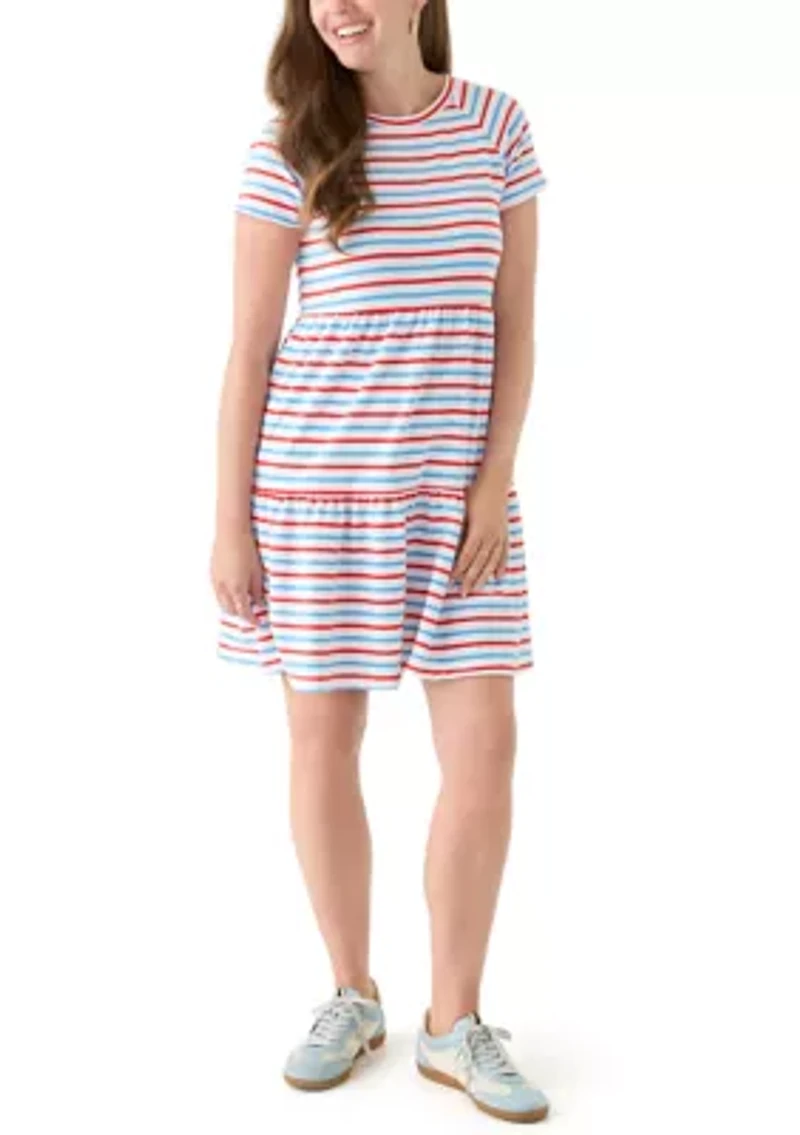 Petite Short Sleeve Stripe Dress