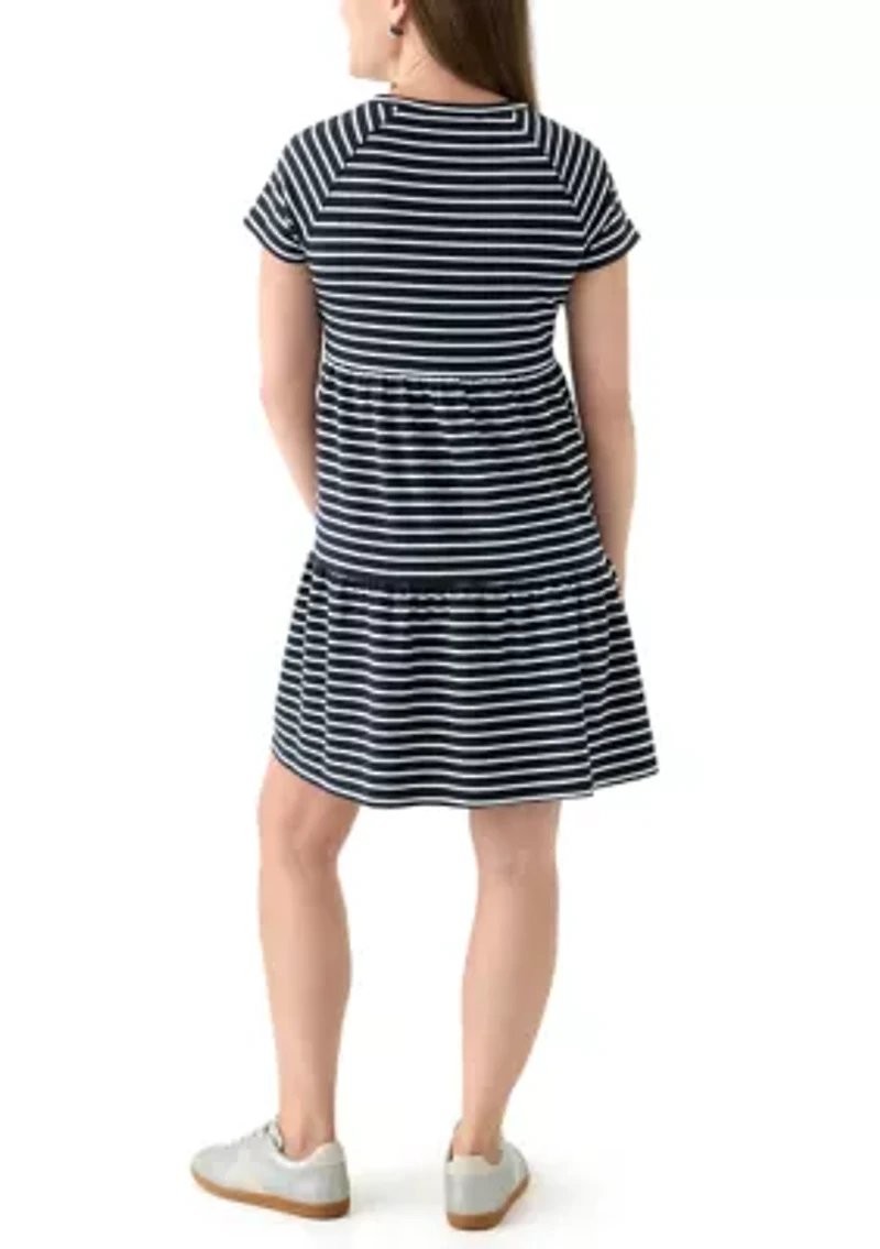 Petite Short Sleeve Stripe Dress