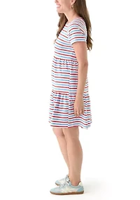 Petite Short Sleeve Stripe Dress