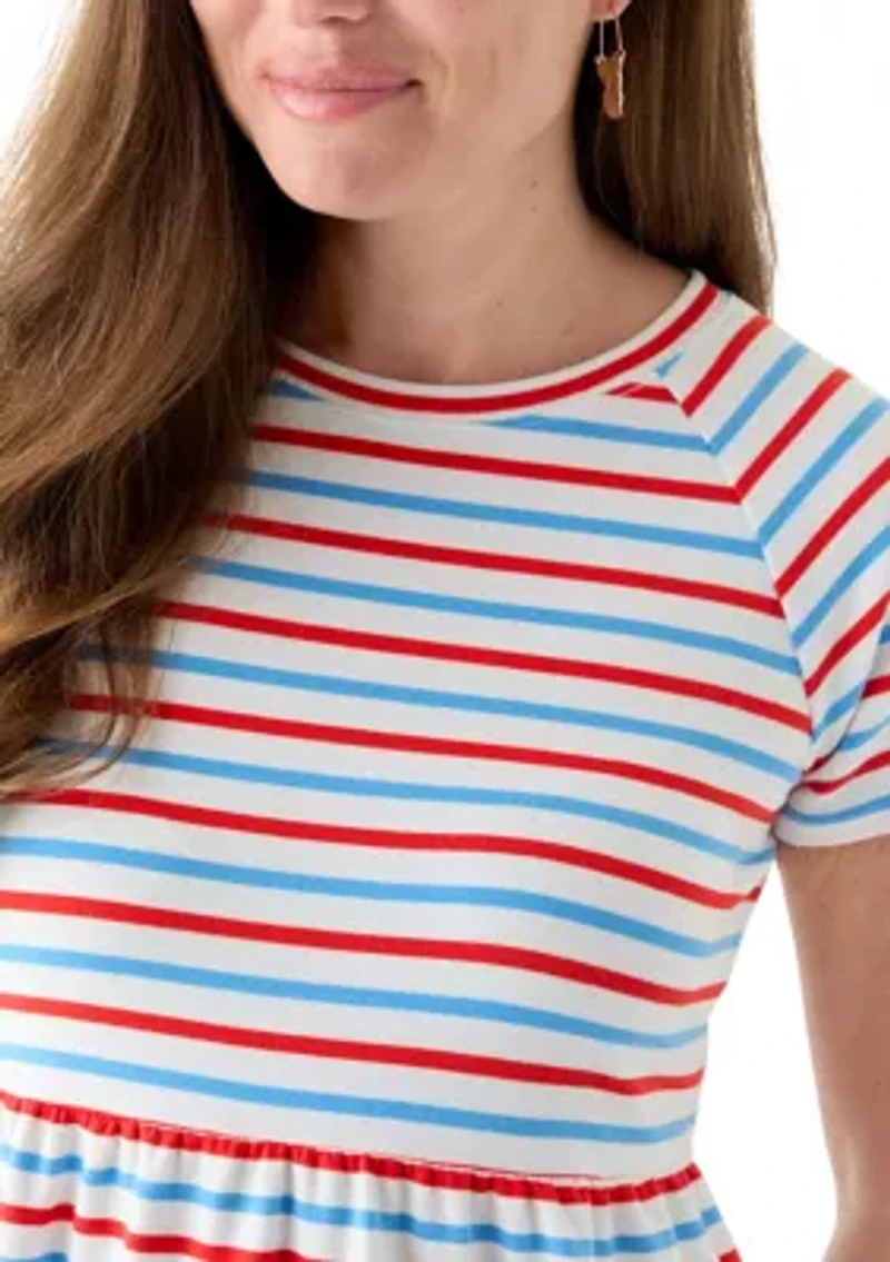 Petite Short Sleeve Stripe Dress