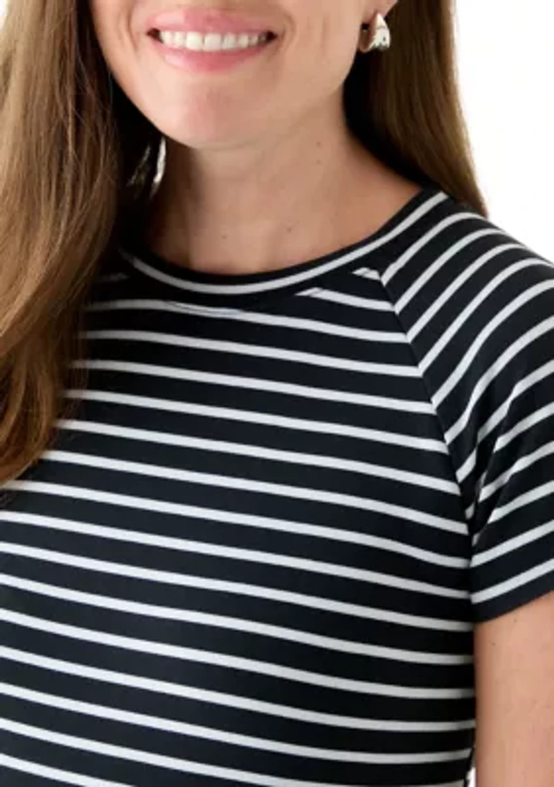Petite Short Sleeve Stripe Dress