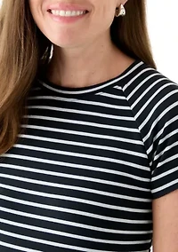 Petite Short Sleeve Stripe Dress