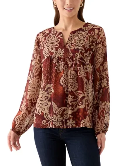 Petite V-Neck Yoke Top