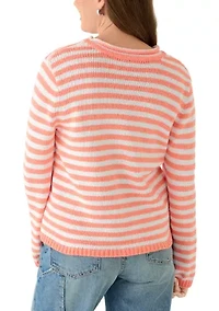 Petite Lounge Striped Roll Neck Pullover Sweater