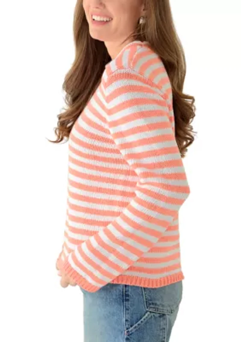 Petite Lounge Striped Roll Neck Pullover Sweater