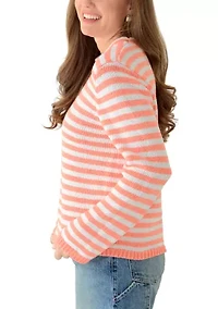 Petite Lounge Striped Roll Neck Pullover Sweater