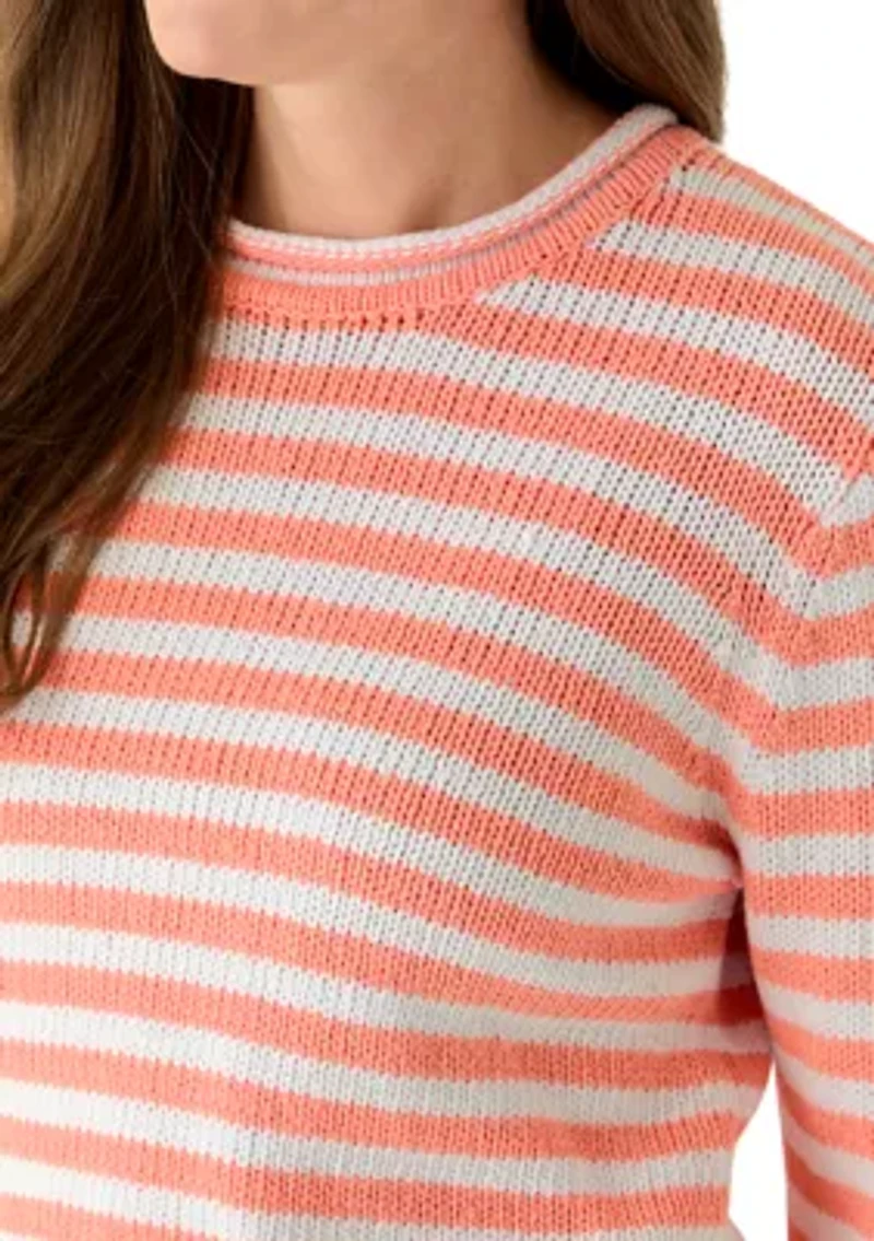Petite Lounge Striped Roll Neck Pullover Sweater