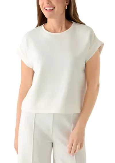 Petite Lounge Short Cuffed Sleeve Crew Neck T-Shirt