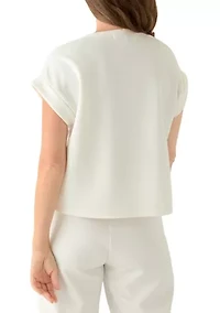 Petite Lounge Short Cuffed Sleeve Crew Neck T-Shirt