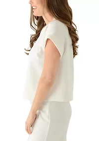 Petite Lounge Short Cuffed Sleeve Crew Neck T-Shirt