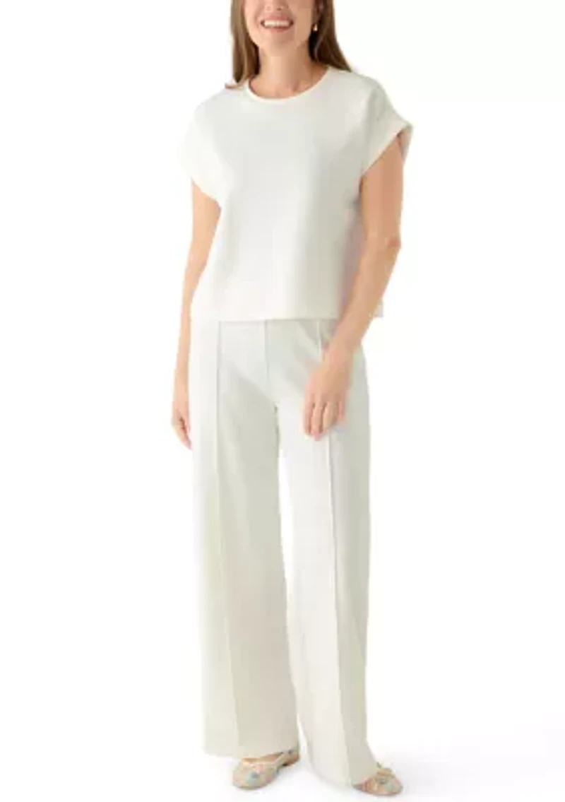 Petite Lounge Short Cuffed Sleeve Crew Neck T-Shirt