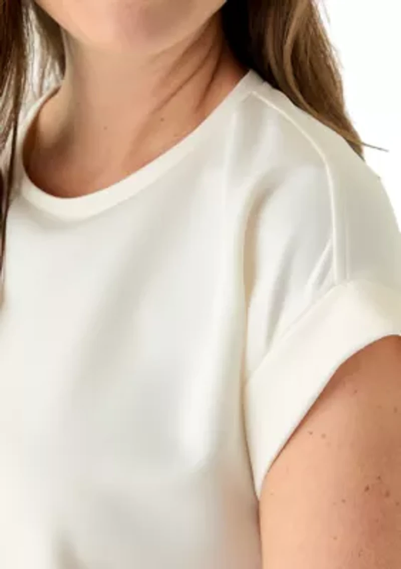 Petite Lounge Short Cuffed Sleeve Crew Neck T-Shirt