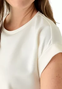 Petite Lounge Short Cuffed Sleeve Crew Neck T-Shirt