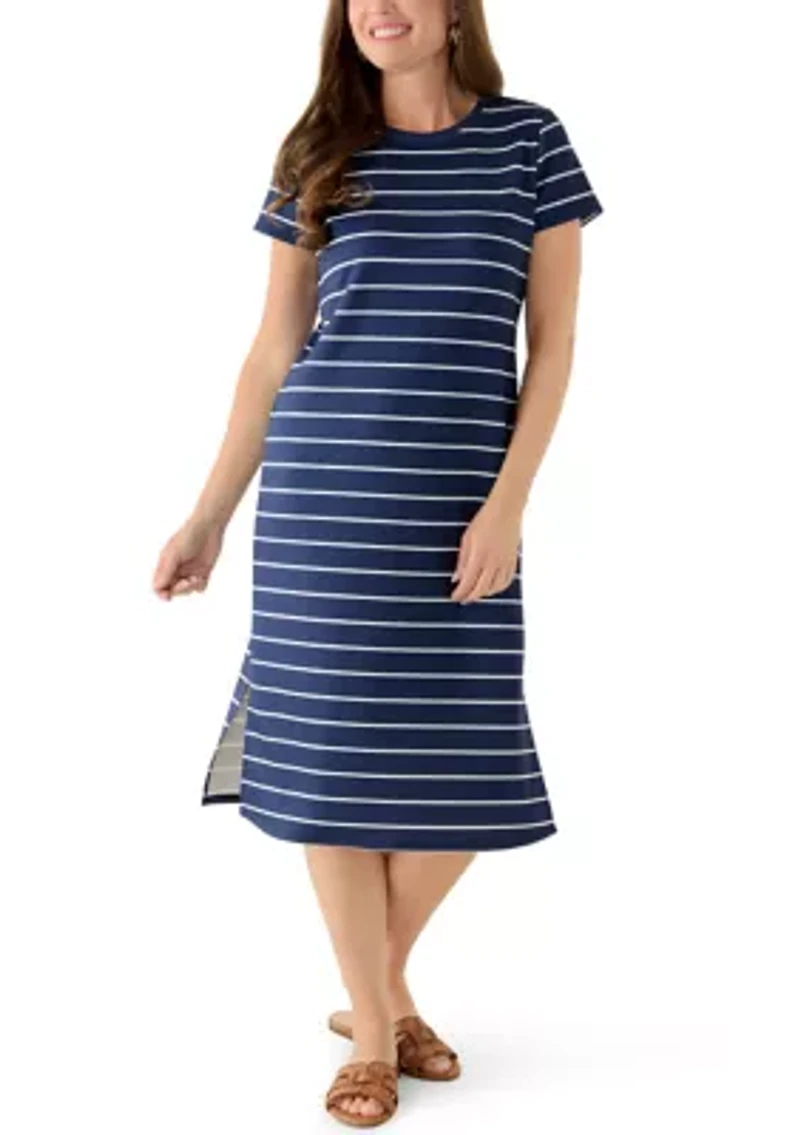 Petite Striped Midi Dress