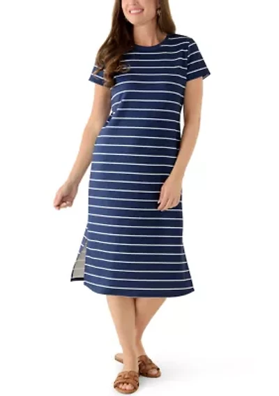 Petite Striped Midi Dress