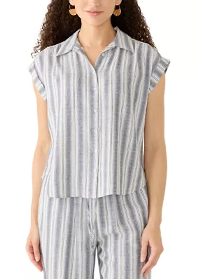 Petite Linen Blend Camp Shirt