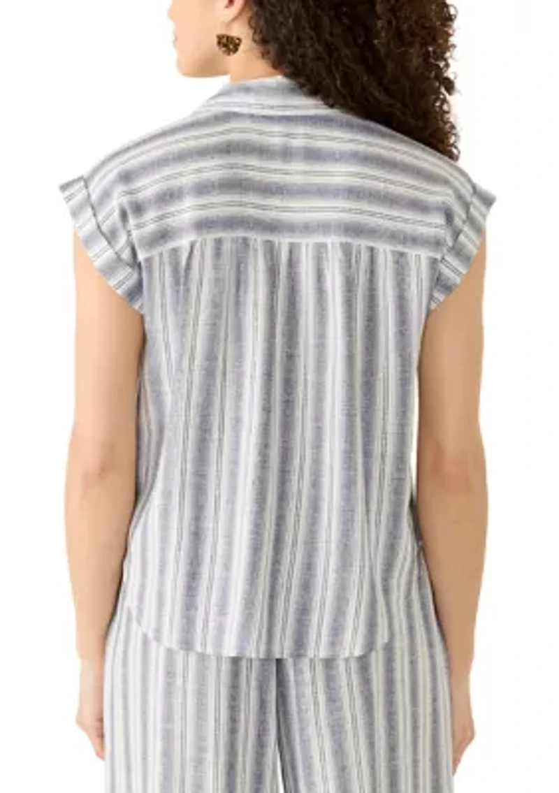 Petite Linen Blend Camp Shirt