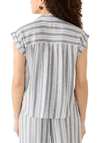 Petite Linen Blend Camp Shirt