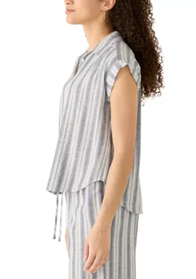 Petite Linen Blend Camp Shirt