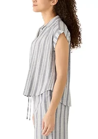 Petite Linen Blend Camp Shirt